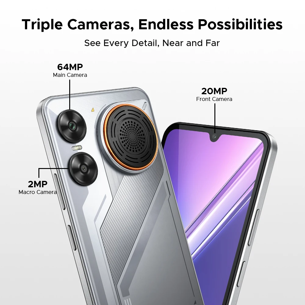 Фото Смартфон DOOGEE M30, 8000 мАч, экран 6.88'', 48 ГБ ОЗУ (6 ГБ + 42 ГБ), 256 ГБ ПЗУ, камера 64 МП, динамик 135 дБ, Android 16, NFC №5