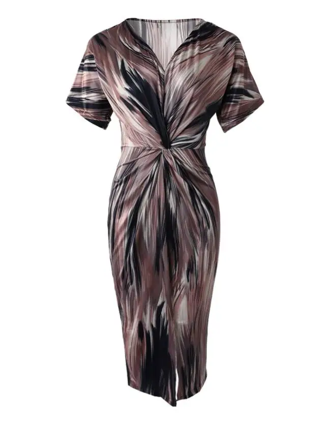 Платье женское средней длины с V-образным вырезом шикарное пикантное облегающее