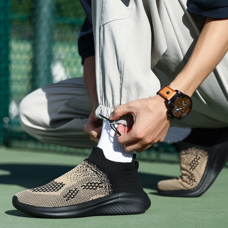 Super Men's Shoes Lace-Up Mesh Men's Casual Shoes Light Comfortable Walking Trainers Men's Tennis Breathable Shoes