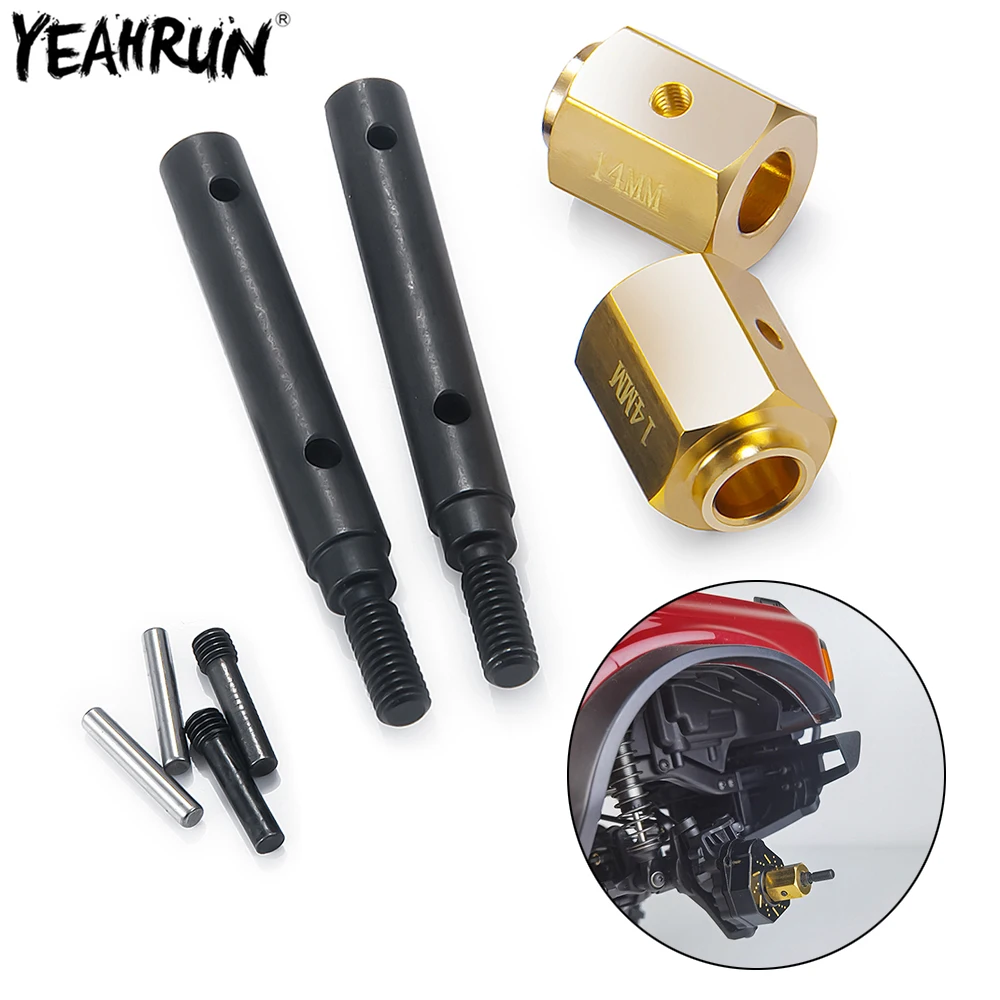

YEAHRUN Metal Portal Stub Axle Drive Gear Shaft & Brass Weights Wheel Hub Combiner For 1/10 Traxxas TRX4 TRX-4 RC Crawler Car