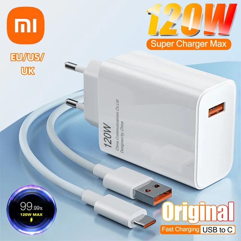 Оригинальное сверхбыстрое зарядное устройство 120 Вт для Xiaomi 11 12 13 14 Redmi Note 11T 12T Pro