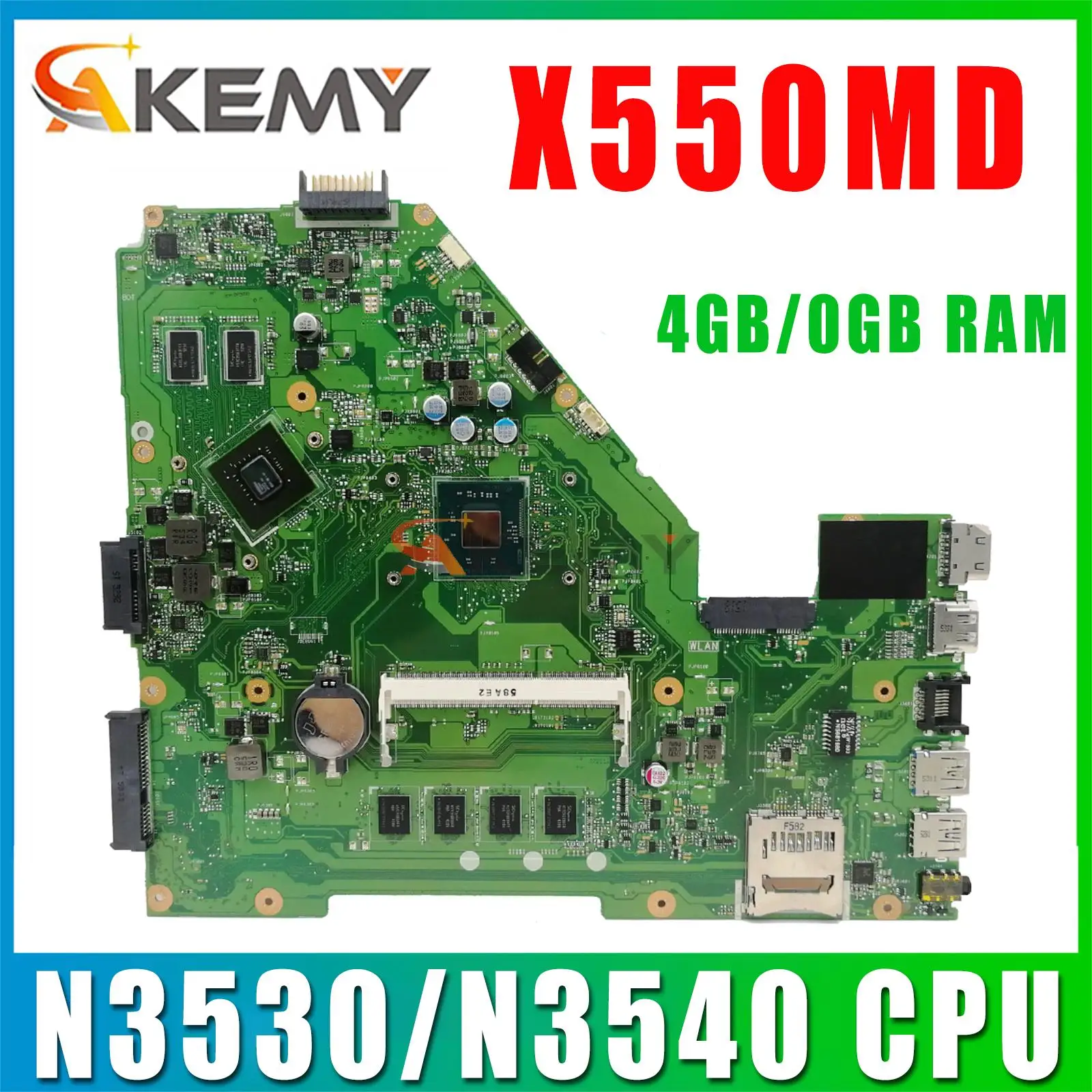 

Материнская плата X550MD для ноутбука ASUS X550MJ X552M X550M X552MD X552MJ материнская плата для ноутбука 4 Гб/0 Гб RAM N3530/N3540 GT820M GT920M
