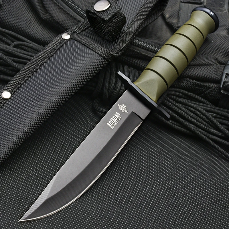 Barbecue Small Straight Knife Fruit Knife Portable Outdoor survival knife black handle Camping Hunting Hike collection gifts