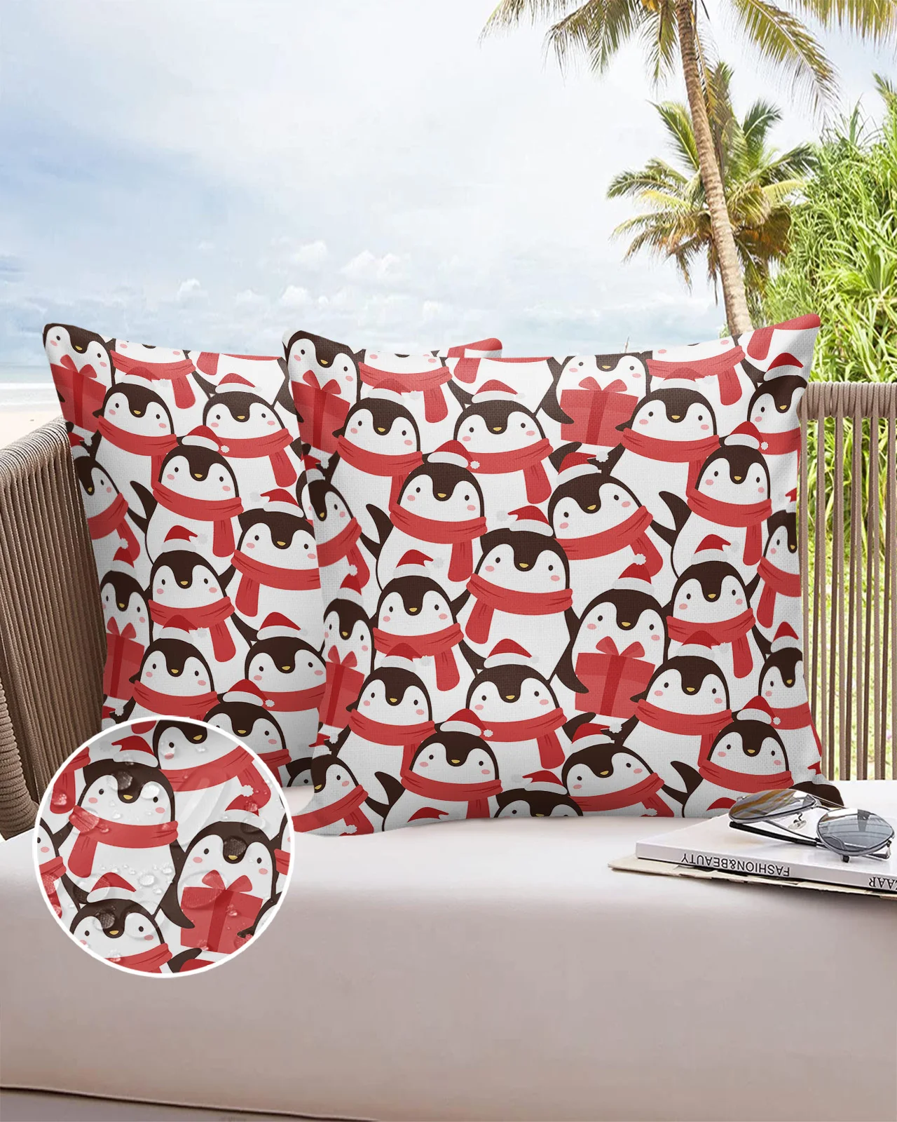

Christmas Penguin Cartoon Pillowcase Modern Sofa Car Waist Cushion Cover Home Office Decor Printed Waterproof Pillow Case