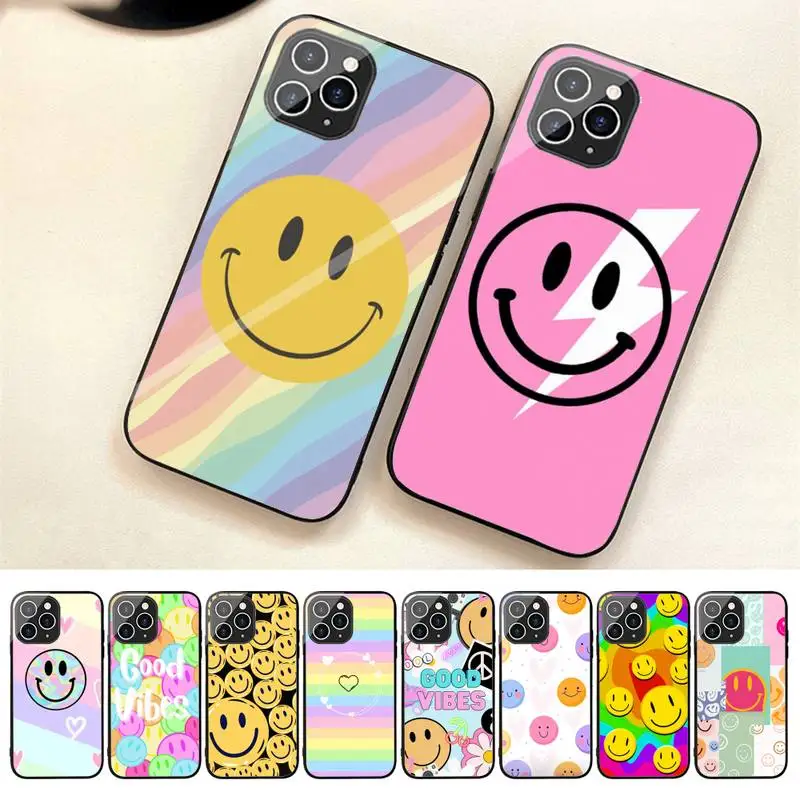 

Smiley Rainbow Phone Case For Iphone 7 8 Plus X Xr Xs 11 12 13 Se2020 Mini 14 Pro Max Tempered Glass Fundas