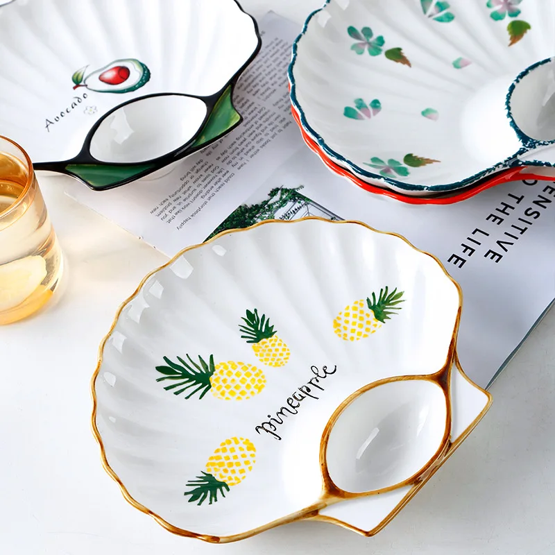 Столовая посуда для завтрака в форме ракушки с разделением цветов обеденные