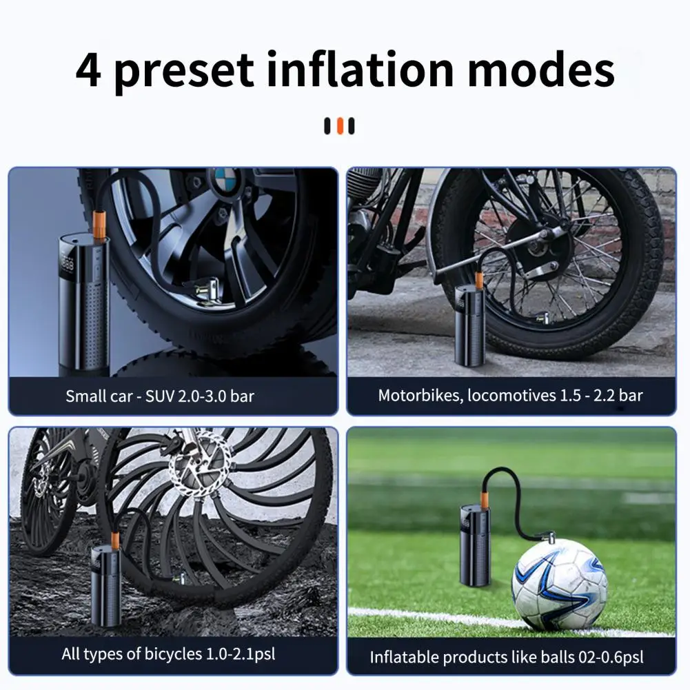 

Inflatable Pump Universal Long Standy Time Intelligent 150PSI Cordless Tire Inflator for Motorcycle