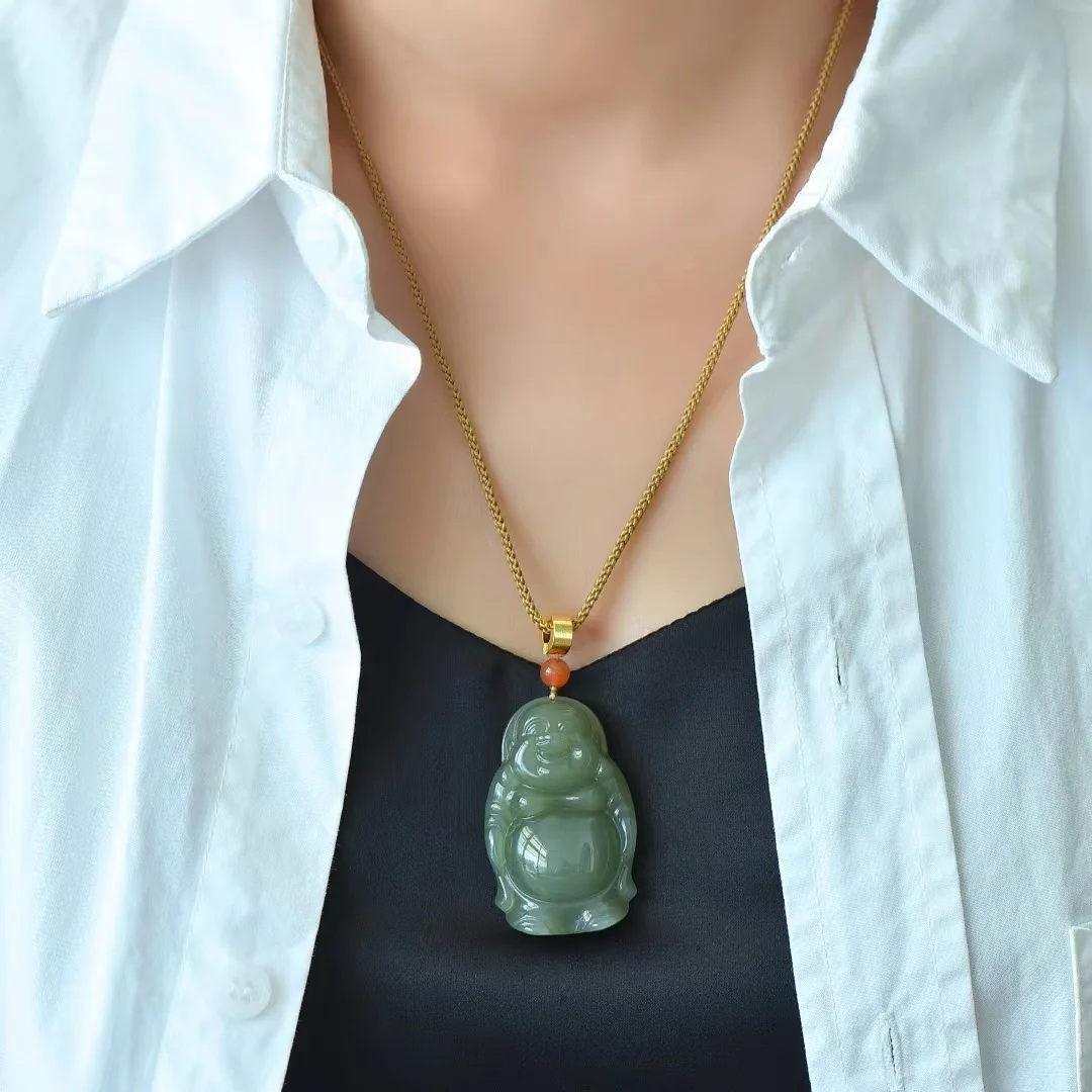 Натуральный материал Hetian Jade Qinghai Бриллиантовая подвеска ювелирные изделия 1664 #