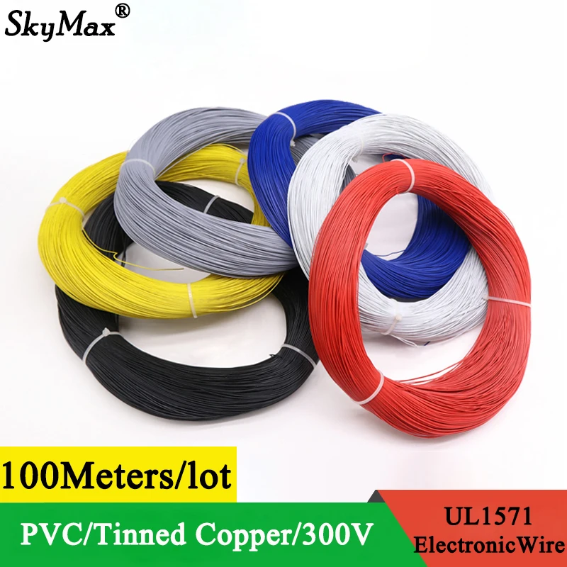 

100M UL1571 32 30 28 26 AWG PVC Electronic Wire Flexible Cable Insulated Tin-plated Copper Environmental LED Line DIY Cord