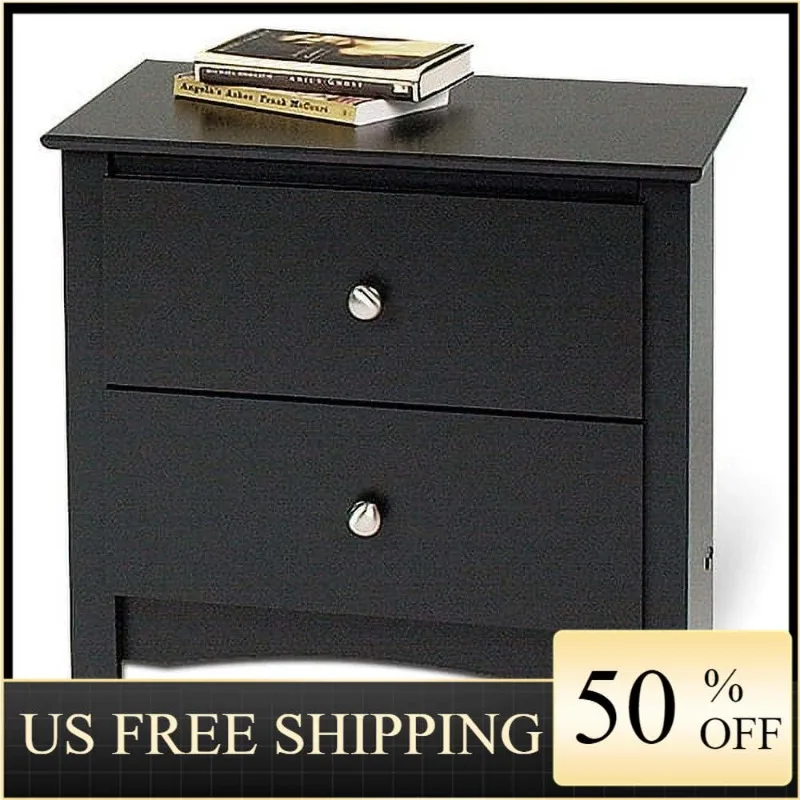 

Современная тумбочка для спальни с 2 выдвижными ящиками, черный цвет