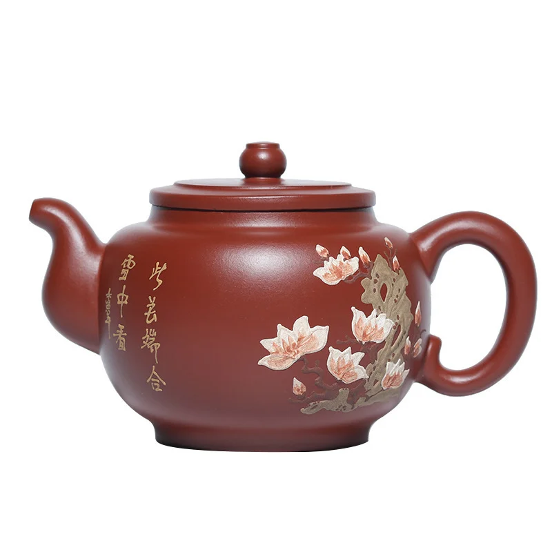 Purple Clay Teapots Xishi Tea Pot Hole Filter Kettle Master Handmade Zisha Mud Painting Teaware Dahongpao Teapot
