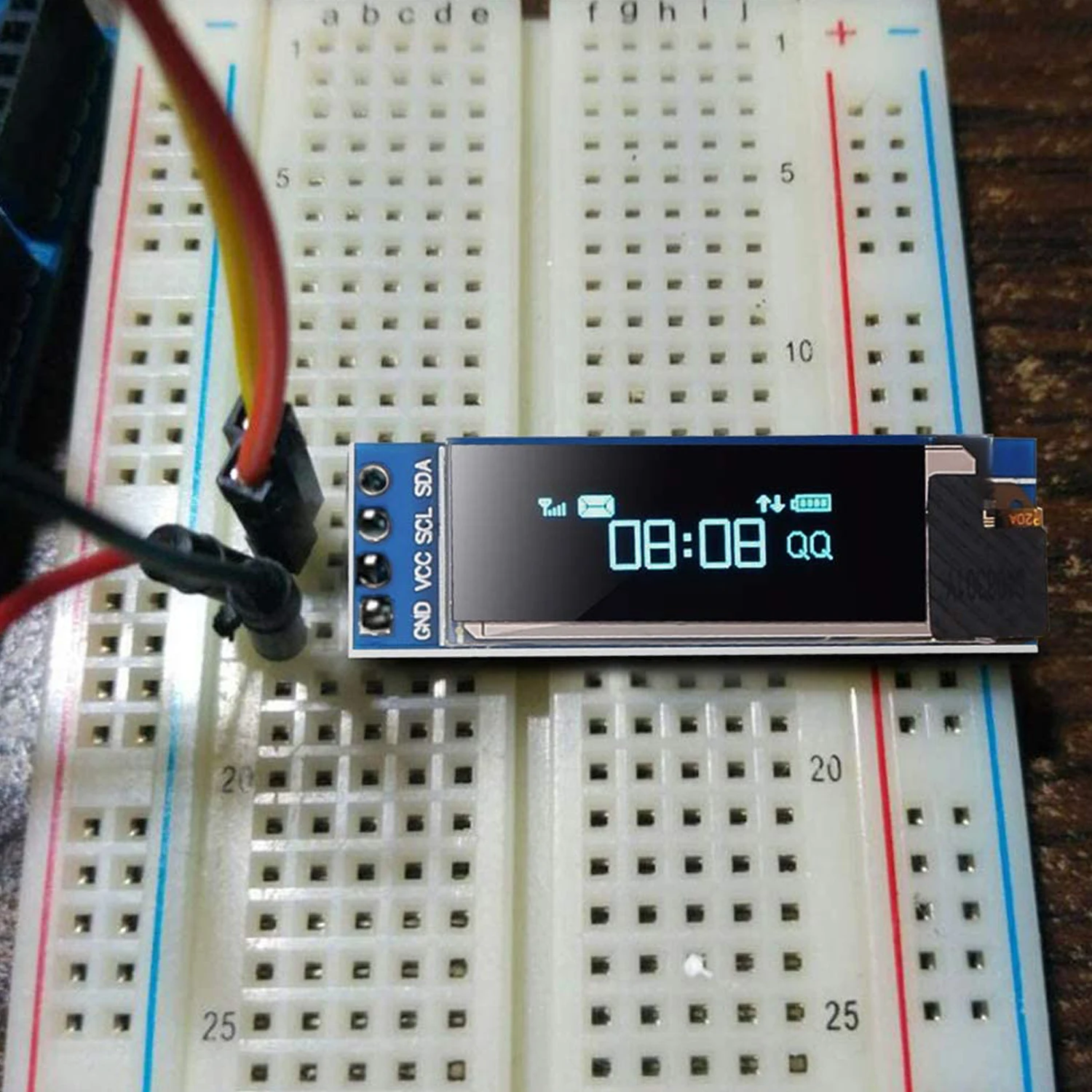 Фото Модуль дисплея IIC I2C OLED 0,91 дюйма, 12832 дюйма, I2C 0,91x32 SSD1306, модуль ЖК-дисплея, синий драйвер OLED-экрана I2C, 10 шт. №4