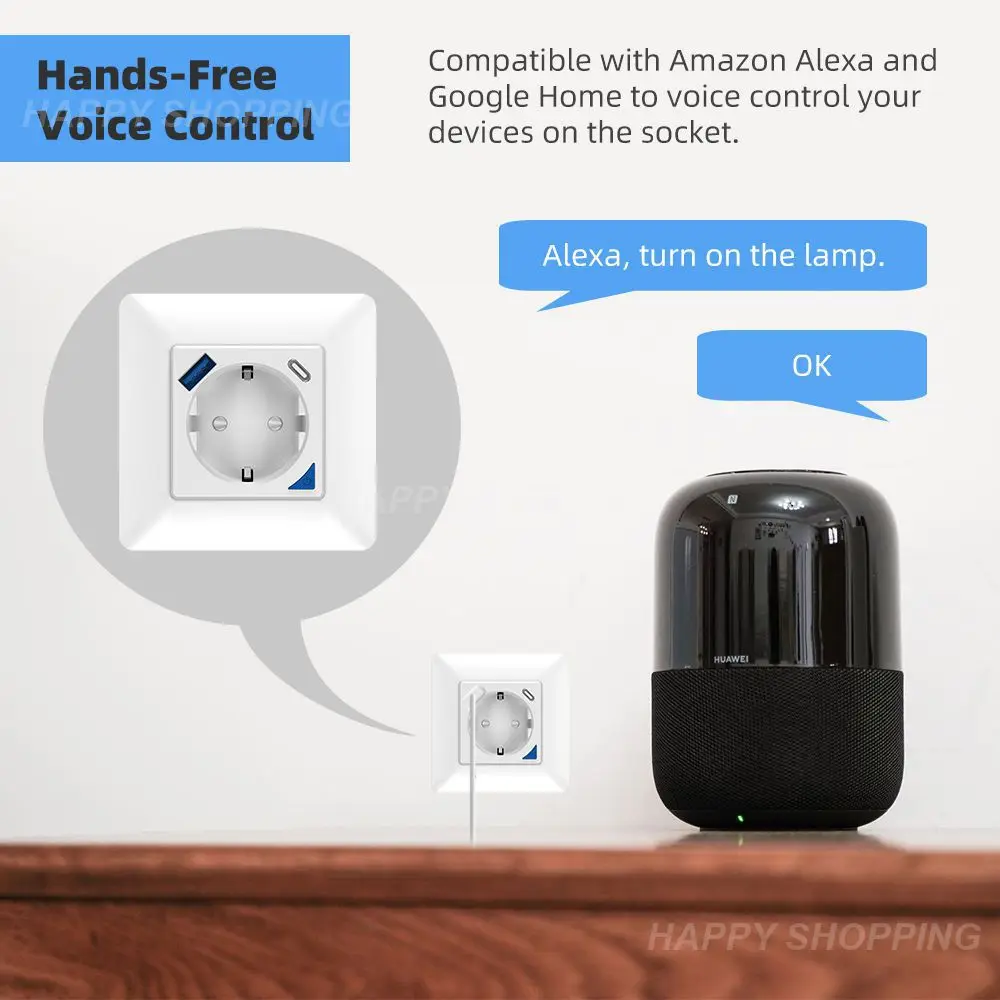 

Type C/usb Port Port Outlet Plug Wall Socket Work With Alexa Google Home Usb In Wall Socket Plug Black Tempered Glass Tuya
