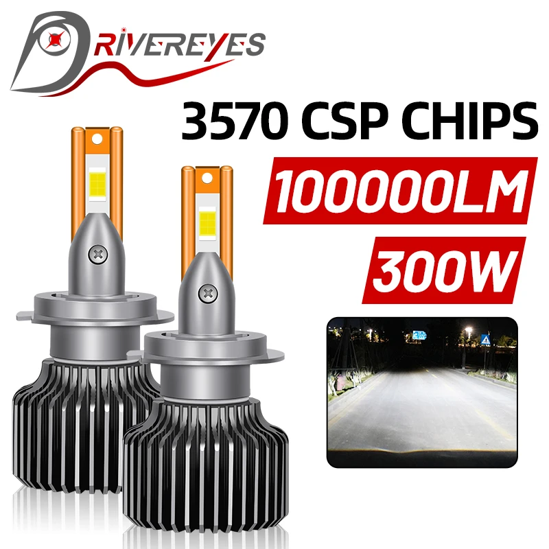 

100000LM H4 H11 H7 LED Headlight Canbus 300W High Power H1 H8 H9 HB4 HB3 9005 9006 9012 Turbo Lamp 6000K 3570 CSP Car Light