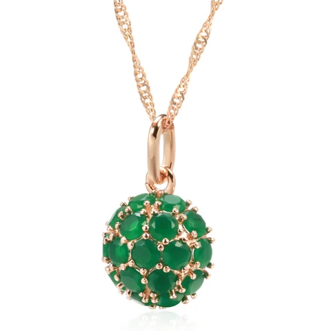 Необычное зеленое натуральное циркониевое ожерелье Kinel для женщин, роскошное ожерелье из розового золота 585 пробы, ежедневное Ювелирное Украшение