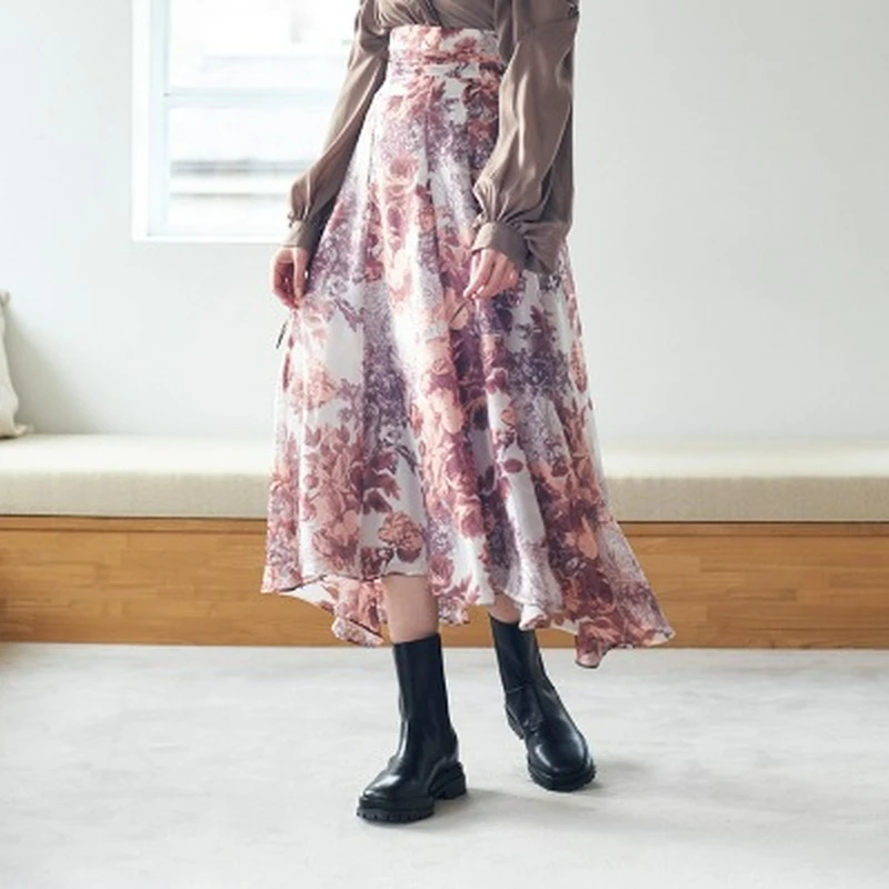 

A GIRLS High Waist bow drawstring Pleated Printing A-line Skirt 2022 Early Spring Women Jupes Japanese Commuter Mujer Faldas
