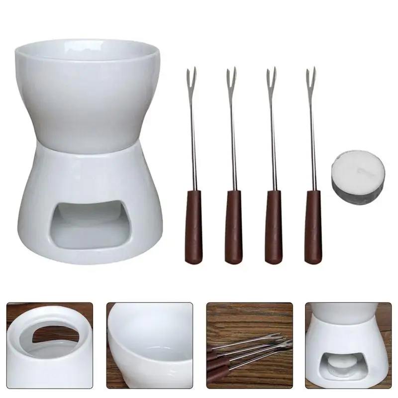 

1 Set Ceramic Cheese Melting Furnace Fondue Set Home DIY Chocolate Melting Stove design for easy cleaning and storage.