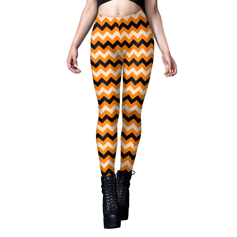 Halloween Leggings Cosplay Pumpkin Head Print Stripe Tight Small Feet Pants Women Yoga Leggings High Waisted Slim Fitness Pants