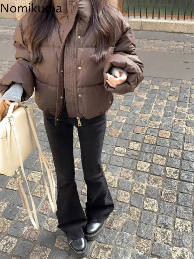 Зимняя одежда кожаные парки со стойкой женские винтажные модные утолщенные