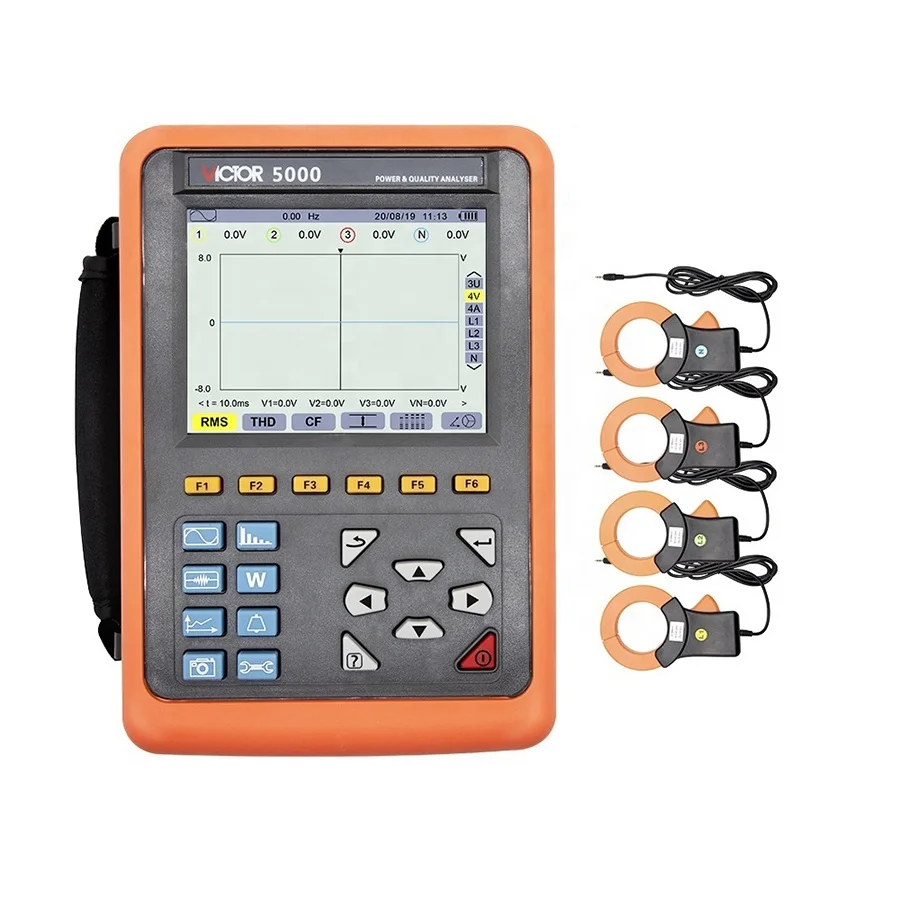 

VICTOR 5000 Intelligent Three Phase Power Quality Analyzer 68mm Diameter Current Clamp ARM And DSP Dual-processors