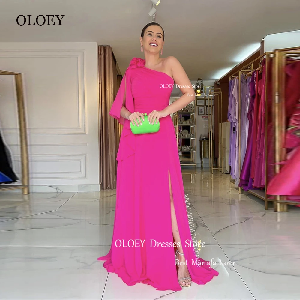 

Женское шифоновое платье на выпускной OLOEY, белое длинное платье с одним открытым плечом и разрезом, вечернее платье для свадебной вечеринки, 2023