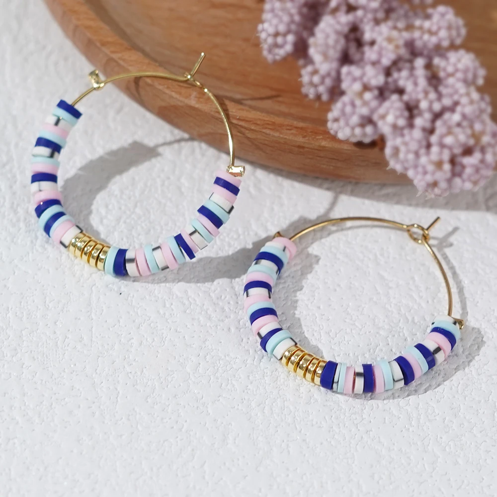 Go2boho 2024 новый дизайн разноцветные модные Серферы Heishi серьги из гематита и камня