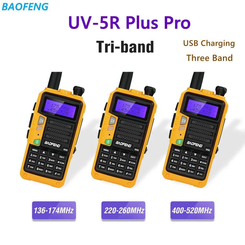 

Портативная Автомобильная рация Baofeng UV-5R plus Pro, трехдиапазонная 245 МГц, портативная Автомобильная рация с USB-зарядкой