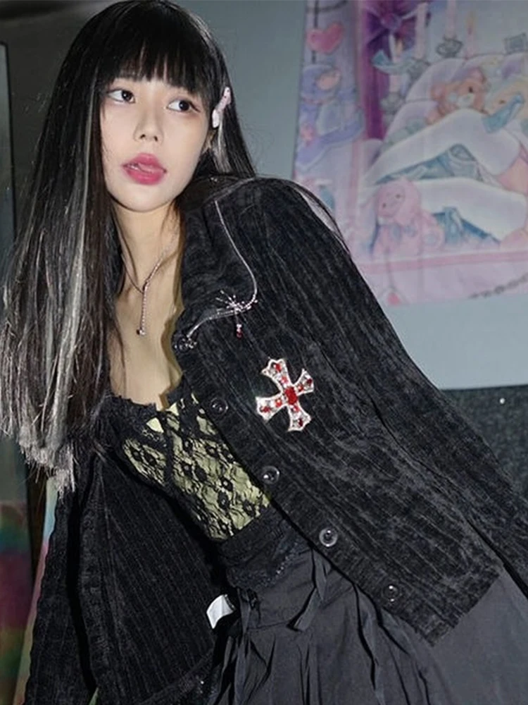 Женский вязаный кардиган AltGoth Y2k винтажный Готический уличная одежда