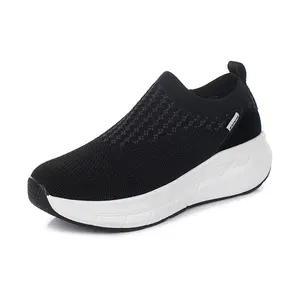 Women's Spring New Air-cushion Sneakers Thick-soled Wedge-heeled Cloth Shoes Slip-on Breathable Mother Loafers