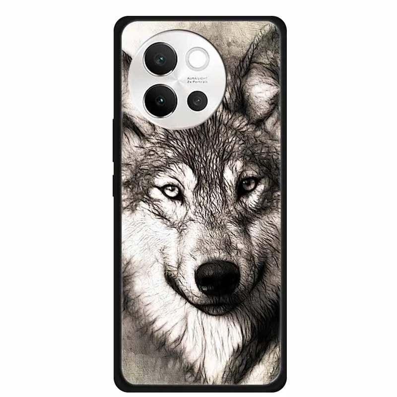 Чехол для Vivo V40 Lite 2024 противоударный чехол с рисунком волка и льва силиконовый