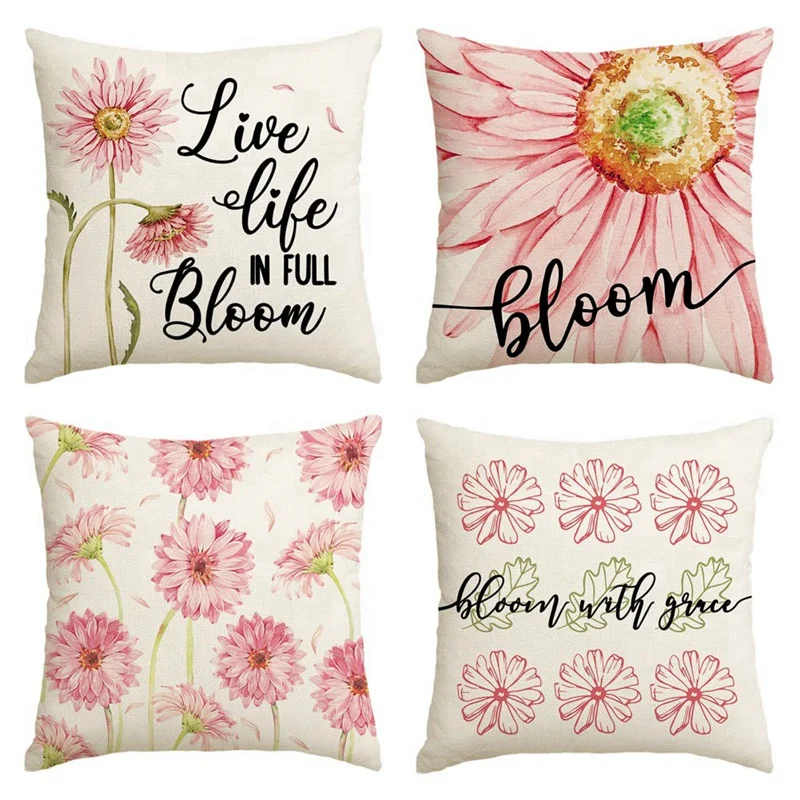 

Набор из 4 наволочек на весеннюю подушку, 18 х18, весенние декоративные наволочки с цветами для диванных подушек в фермерском стиле, декор для домашней кушетки