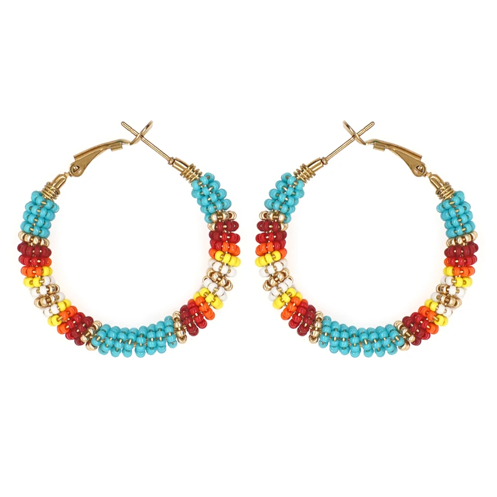 

Go2Boho, серьги из бисера, ювелирное изделие, серьги-кольца из нержавеющей стали для женщин, ручная работа, серьги Miyuki, подарочные аксессуары
