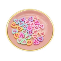 30pcs sweet heart series nail art charms 3d flatback colorful letter peach love nail decorations kawaii manicure accessories