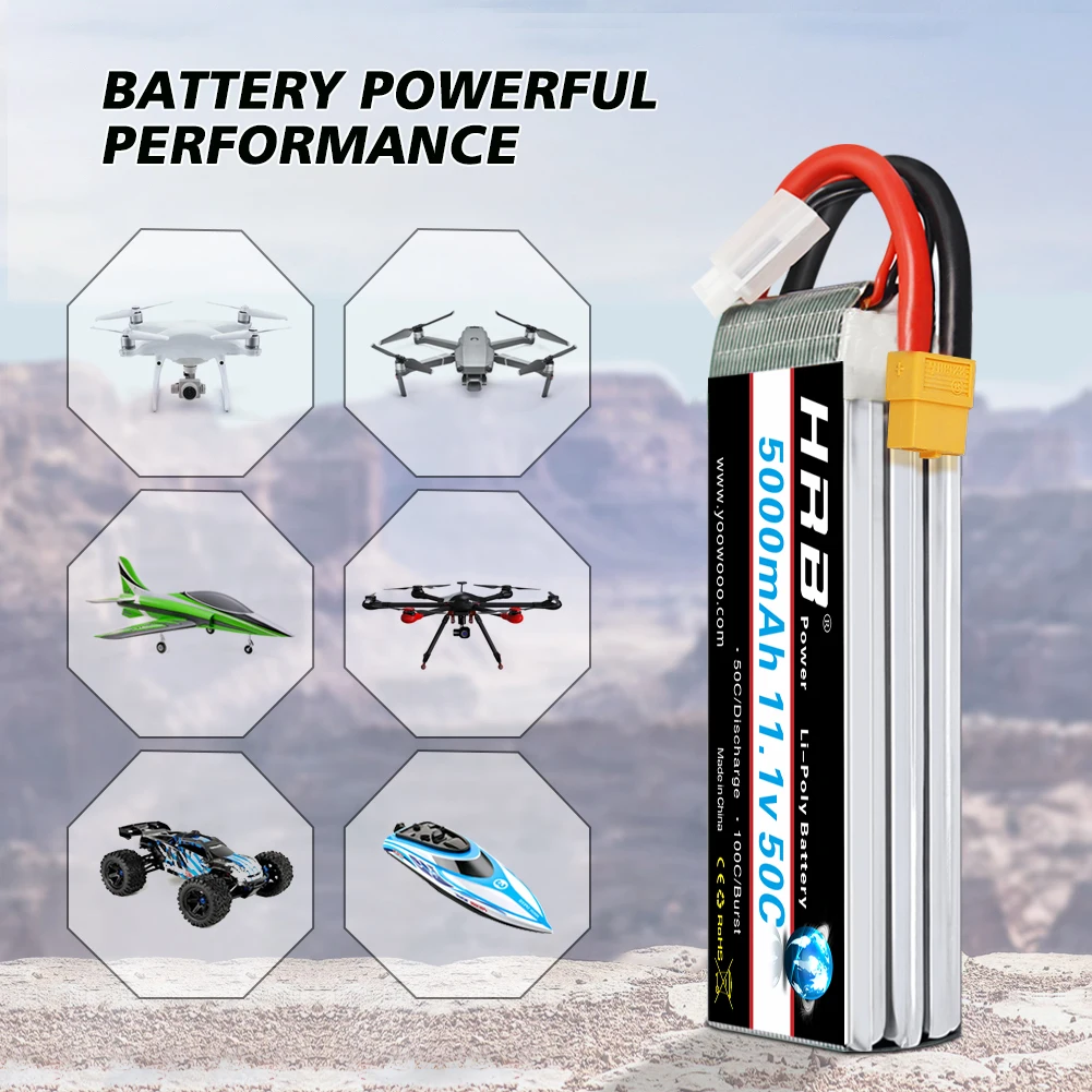 2pcs hrb 3S Lipo Battery 11.1V 5000mah RC 50C with XT60 T EC5 TRX plug for Traxxas Losi Arrma Car Truck Boat Drone Airplane | Игрушки и