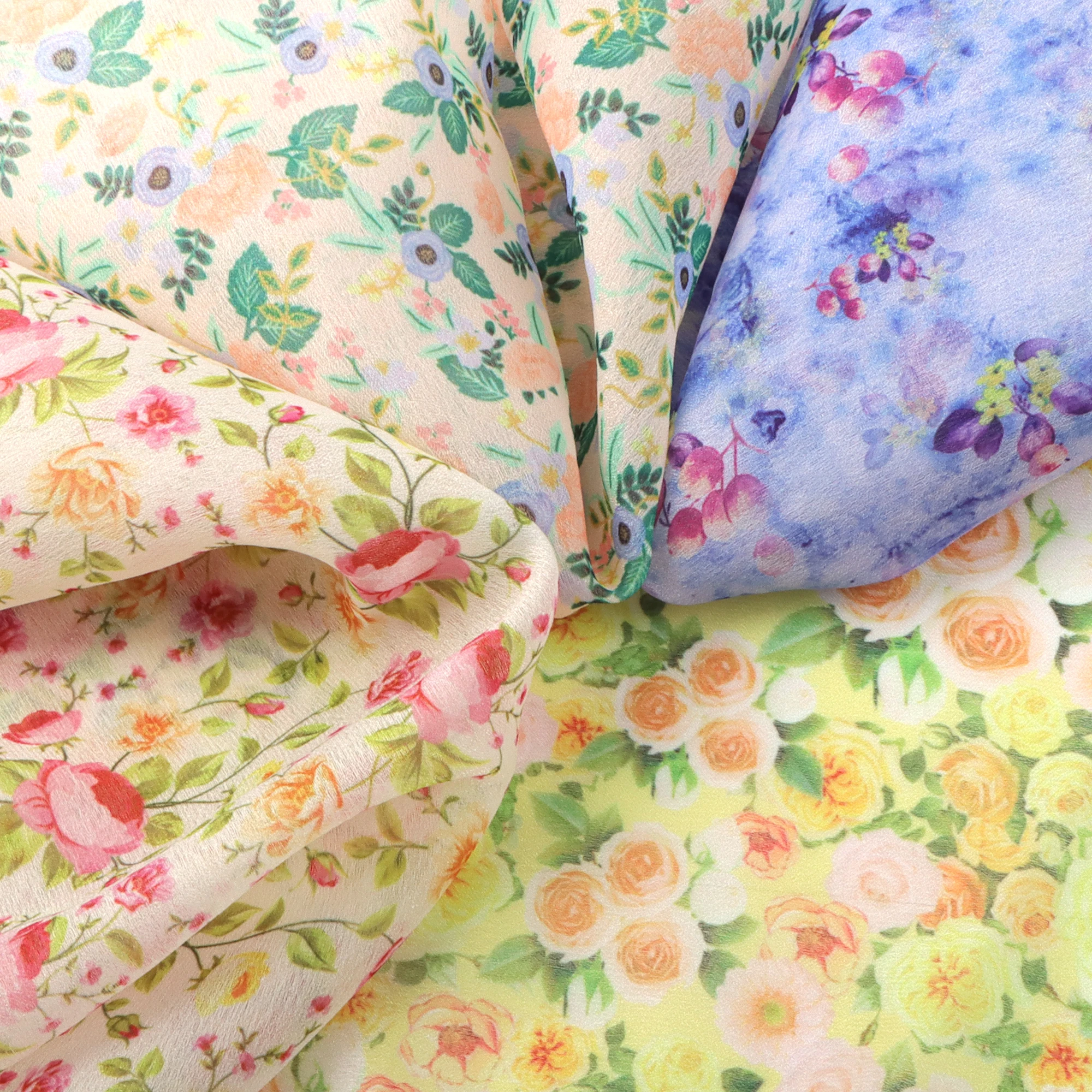 Цветочная органза 50*140 см шифоновая пряжа Кружевная Сетка марля тюль ткань