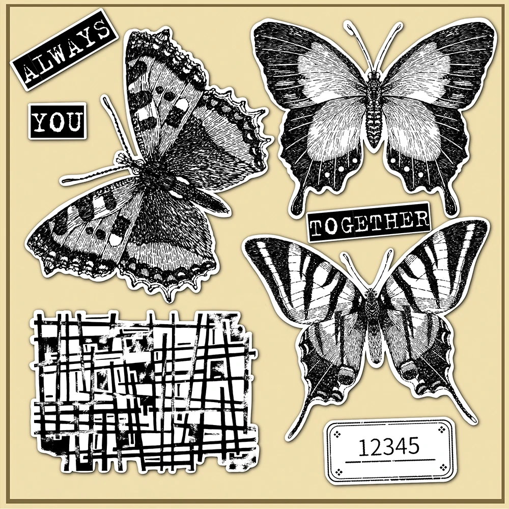 

MangoCraft Beautiful Nature Butterflies Clear Stamps For Decor DIY Scrapbooking Supplies Silicone Stamps For Paper Cards Albums