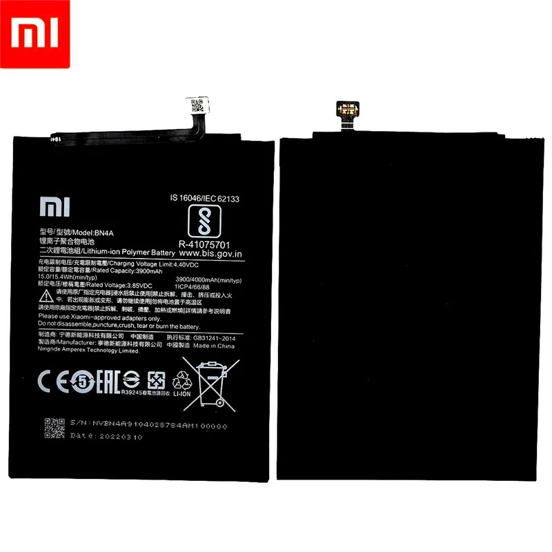 100 original replacement battery for xiaomi redmi note7 note 7 pro m1901f7c bn4a genuine phone battery 4000mah free tools free global shipping