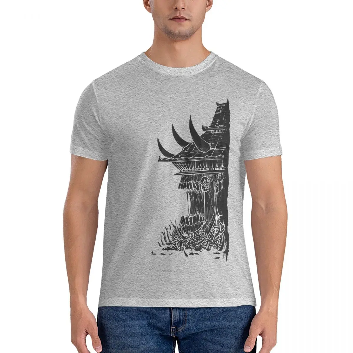 Мужская винтажная хлопковая футболка с коротким рукавом изображением