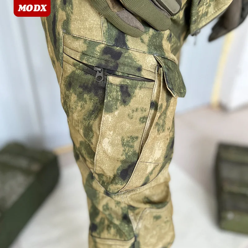 Фото Камуфляжные тактические осенне-зимние комплекты из кожи акулы, сохраняющие тепло, ветрозащитные, водонепроницаемые, с капюшоном, костюмы для тренировок на открытом воздухе, кемпинга, 2 предмета №5
