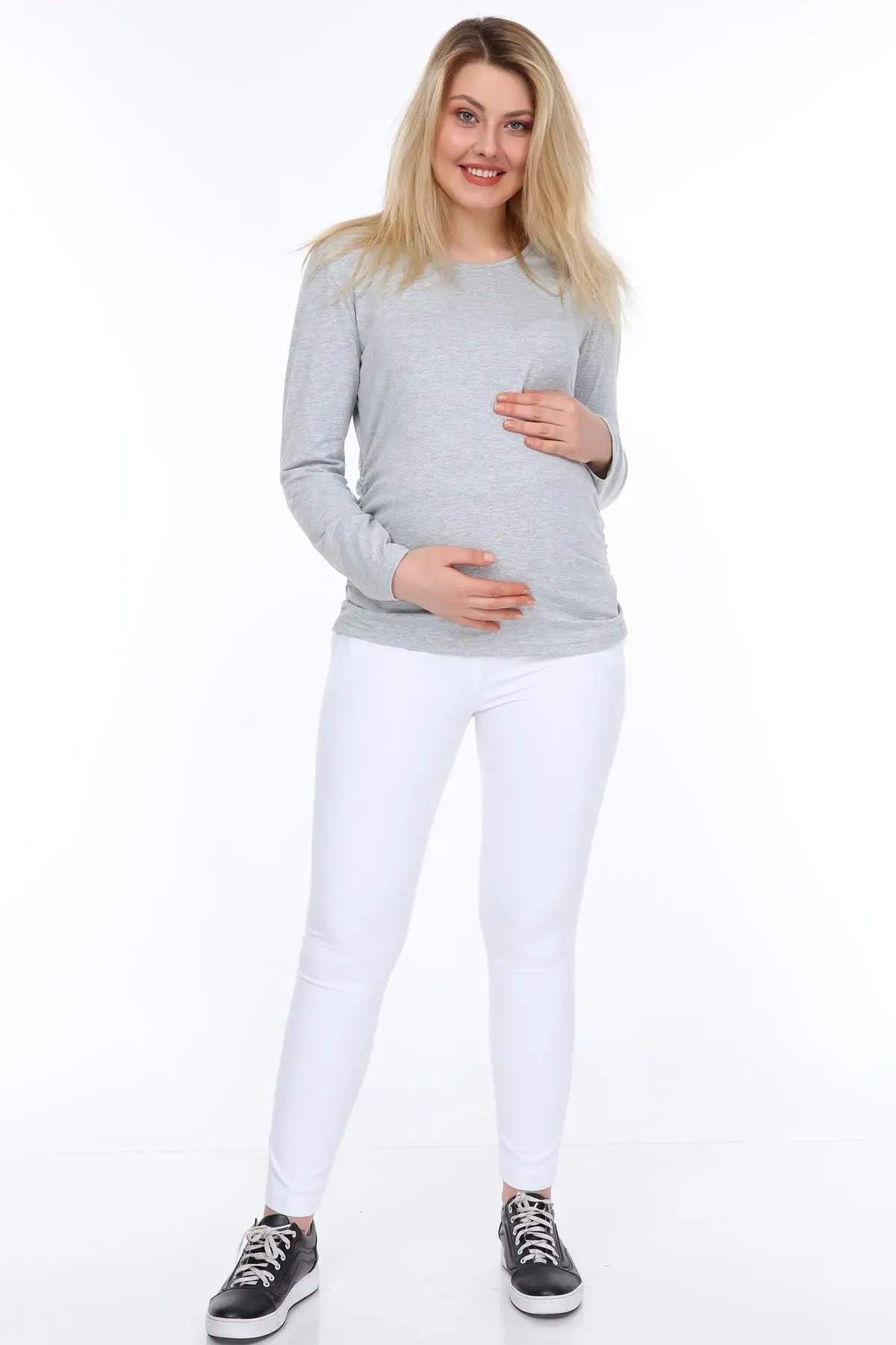 

Maternity Fashion Pleated Long Sleeve Maternity Tshirt