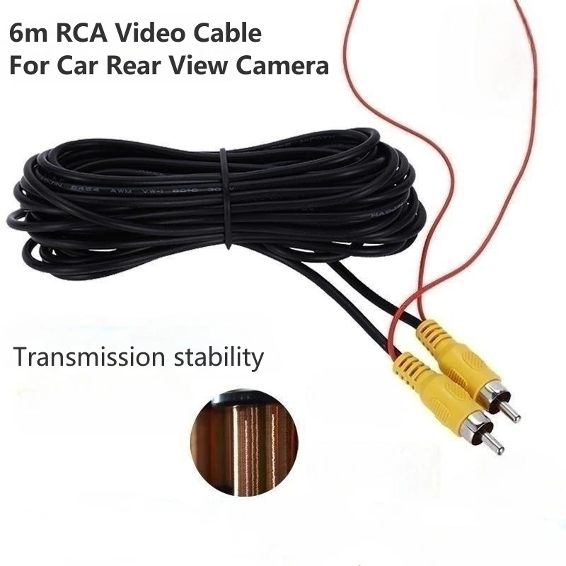 

Видеокабель 6 м для камеры заднего вида автомобиля, универсальный провод RCA 6 м для подключения камеры заднего вида к автомобильному мультимедийному монитору