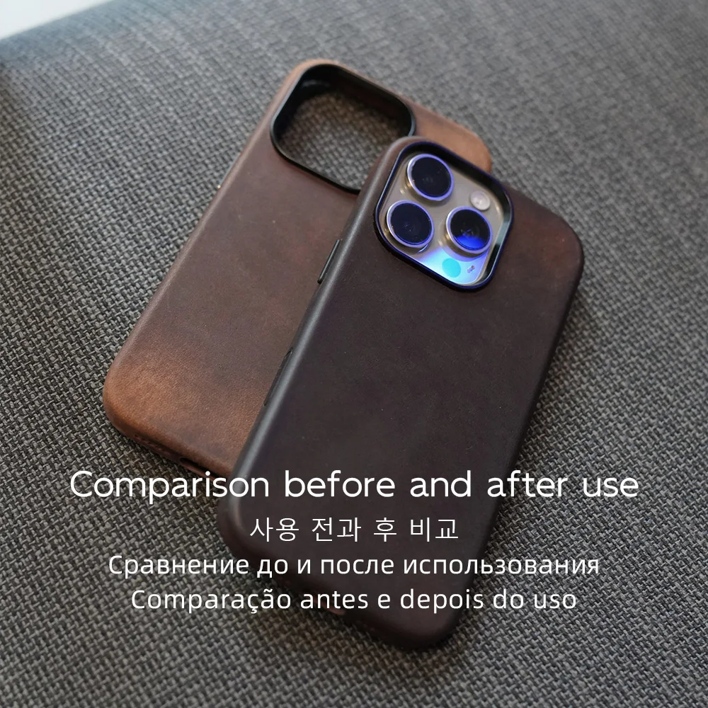 Чехол из натуральной кожи YMW Horween для iPhone 15, 16 Pro Max, роскошный деловой чехол для телефона из воловьей кожи (art.: 3920cef72f8ea) - 3920cef72f8ea