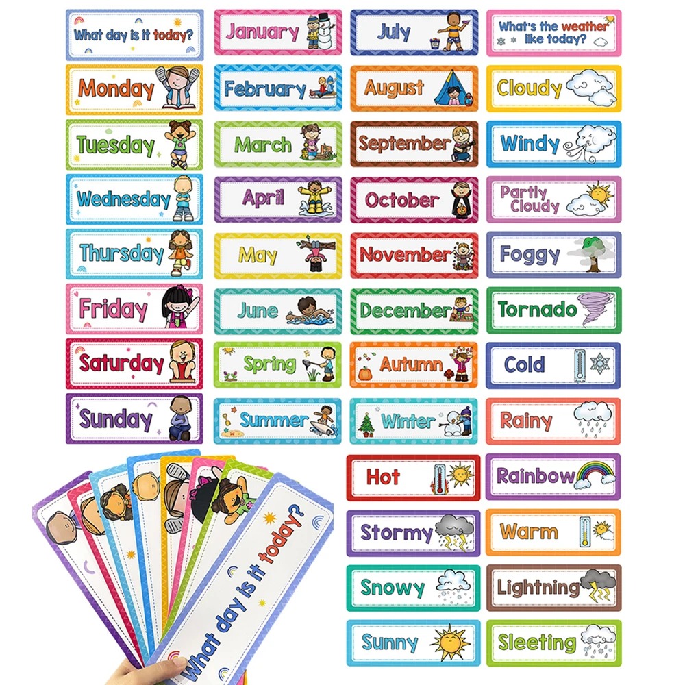 

Weather / Months Flashcards Montessori English Words Learning Cards Kids Educational Toys Kindergarten Teacher Teaching Aids