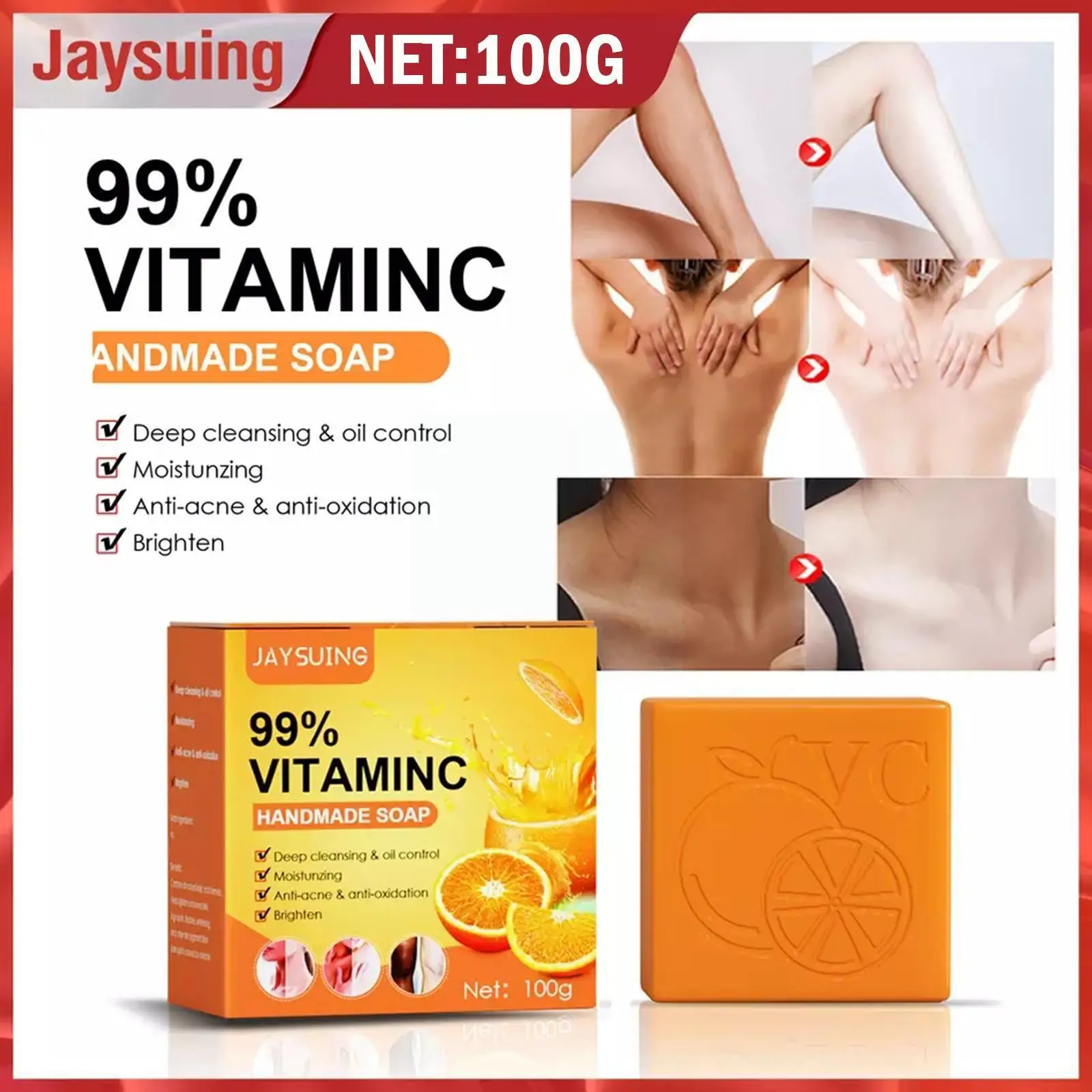 

Vatamin C Skin Lightening Handmade Soap Deep Cleansing Whitening Face Acne Soaps Body Remove Moisturizing Control Blackhead