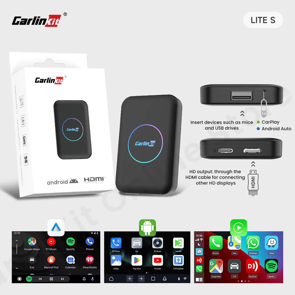 

CarlinKit 2025 LiteS 5 в 1 Android ТВ-приставка CarPlay Android автоматический беспроводной адаптер для автомобилей Netfilx Youtube IPTV Spotify