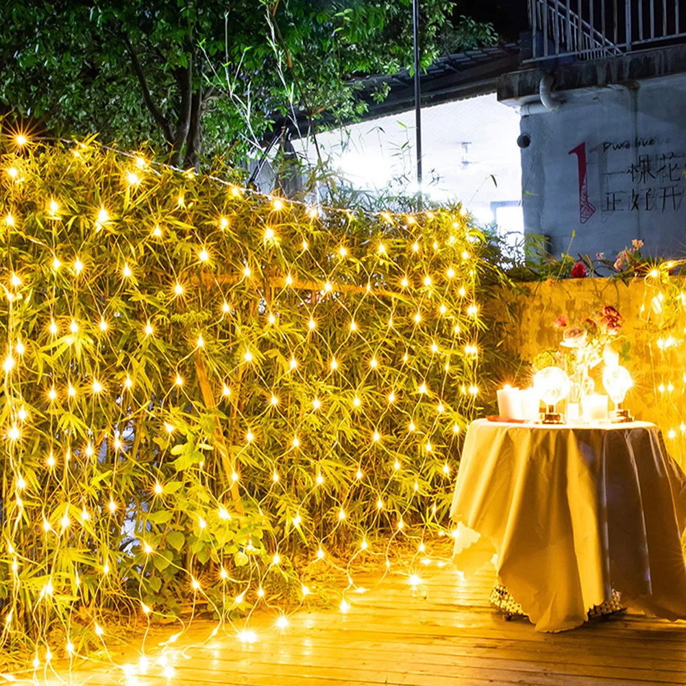 

Solar LED Light Outdoor Fairy String Net Mesh Light 8 Modes Waterproof Christmas Party Wedding Curtain Garden Decorations