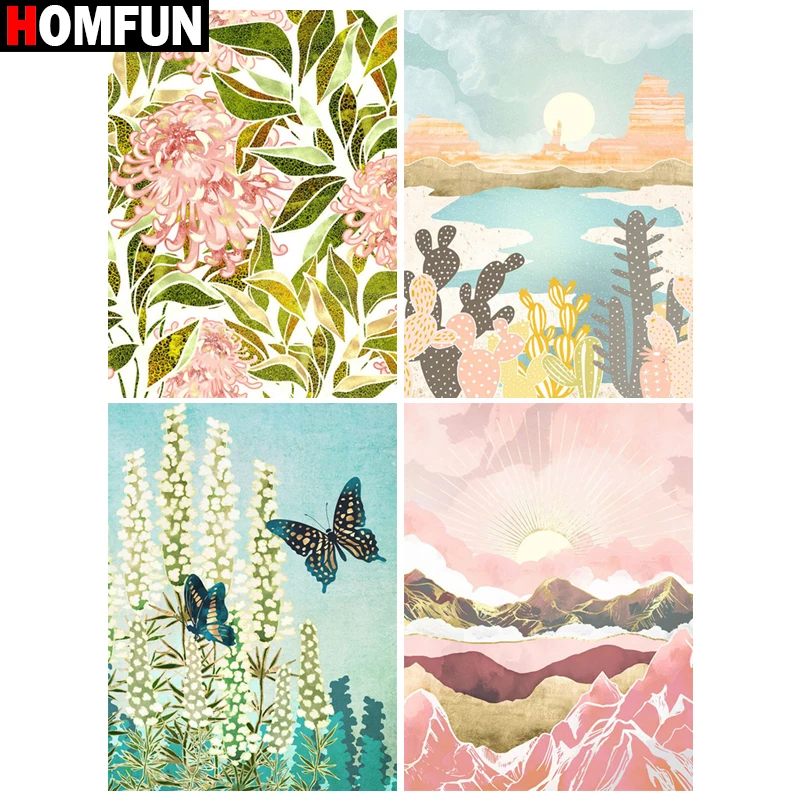 HOMFUN алмазная живопись &quotЦветочный горный пейзаж&quot полная квадратная/круглая