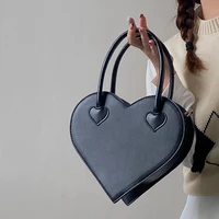 niche heart design solid color shoulder messenger handbag women 202 summer fashion simple retro handbag black elegant luxury