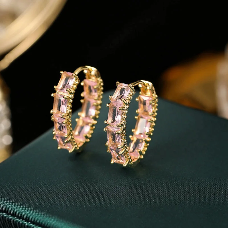 Trendy Small Hoop Earrings for Women Four Colors Micro Zircon Ear Piercing For Girls Summer Travel Jewelry