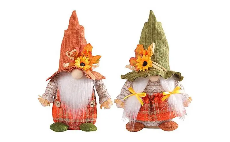 

Fall Gnomes Sunflower Figurines Gnome Elf Dwarf Swedish Plush Ornaments Maple Leaves Holiday Gnome Figurine Home Decorations